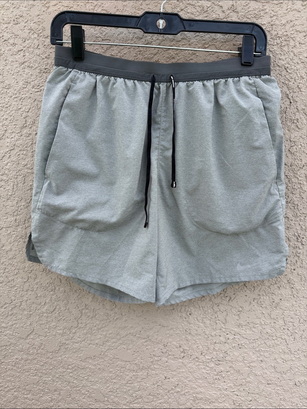 Nike Men’s Light Gray Athletic Shorts with Black Drawstring